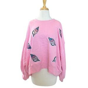 Judith March Pink Shell Patch Crewneck Sweatshirt – NWOT, Size XL